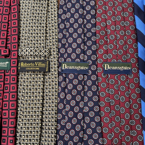 Lot Of 8 Ties Men's Neck Ties 100% Silk Roberto Villini Deansgate Jos A Bank - Picture 5 of 10